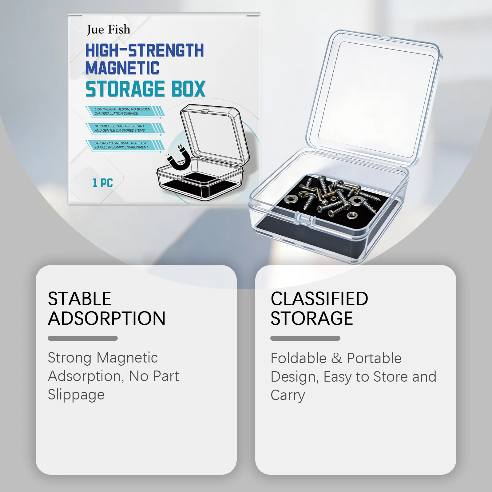 Magnetic Tool Storage Box - Durable Stackable Secure Organizer for Electronic Parts, Hardware Accessories & Small Components