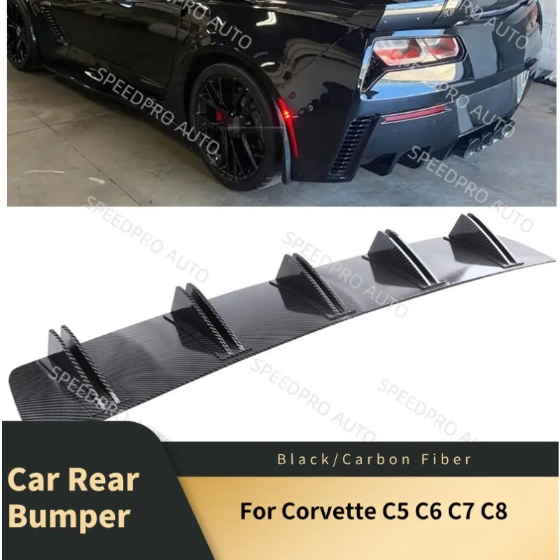 

Rear Diffuser 5 Fins Shark Bumper Splitter Spoiler Lip For Corvette C5 C6 C7 C8 Car Body Kit Accessories Black