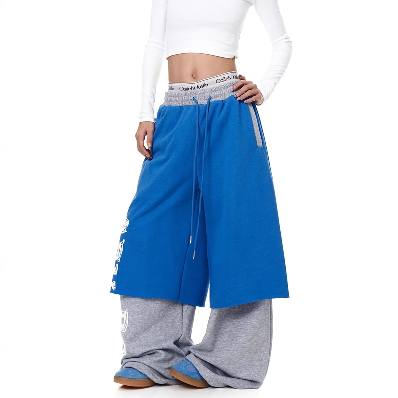 Pantaloni da paracadute Donna Vita bassa Estate Highstreet Mussola Ampia silhouette Oversize All'aperto Leggero Patchwork ad asciugatura rapida