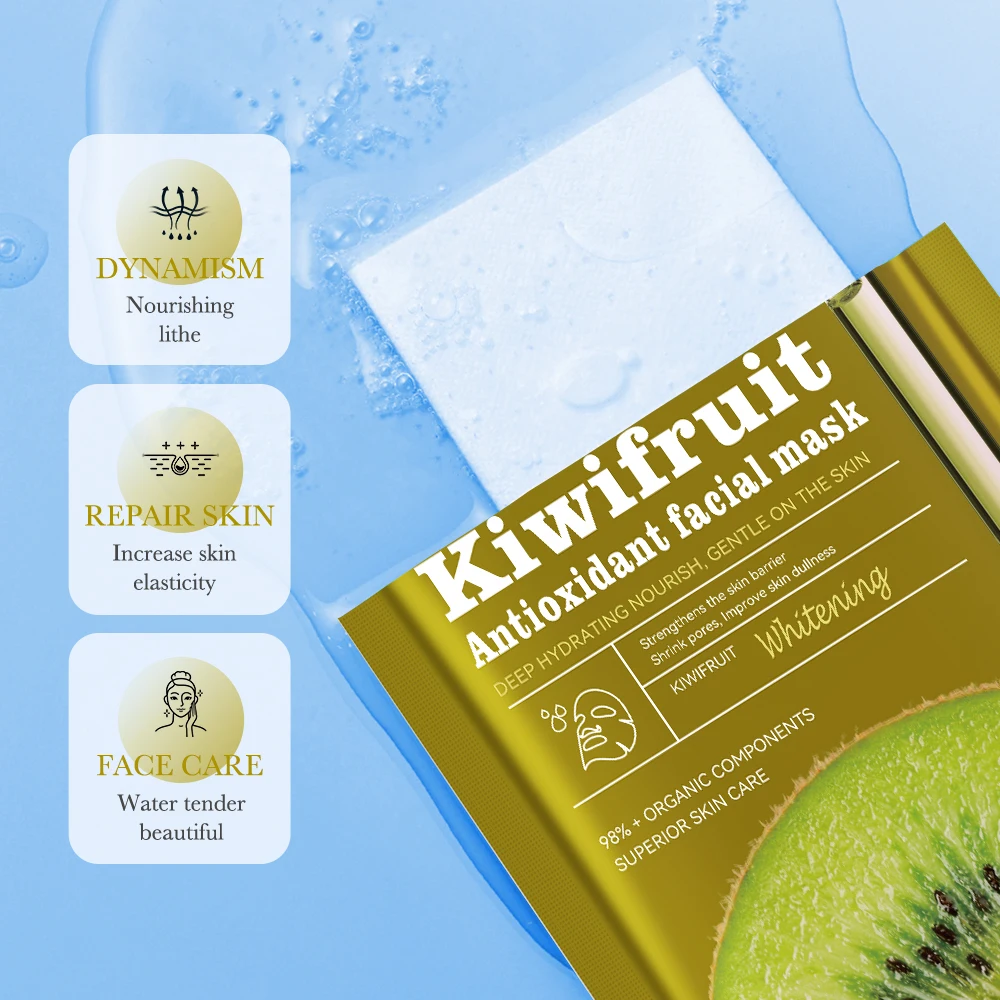10/20 Pieces of Kiwi Fruit Antioxidant Anti-Yellowing Mask, Revitalizing, Nourishing, Softening, Repairing Skin, Increasing Skin Elasticity, Facial Care, Moisturizing, Softening, and Beautifying