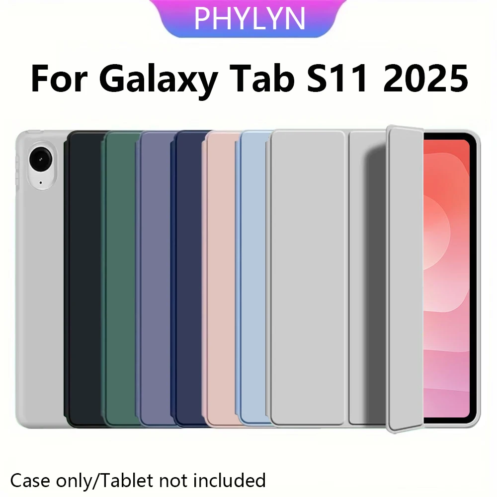 Hülle für Samsung Tab S11 11" 2025 SM-X730 SM-X736B, Trifold-Standhülle mit Stifthalter und weicher TPU-Rückseite, Auto-Sleep/Wake-Funktion