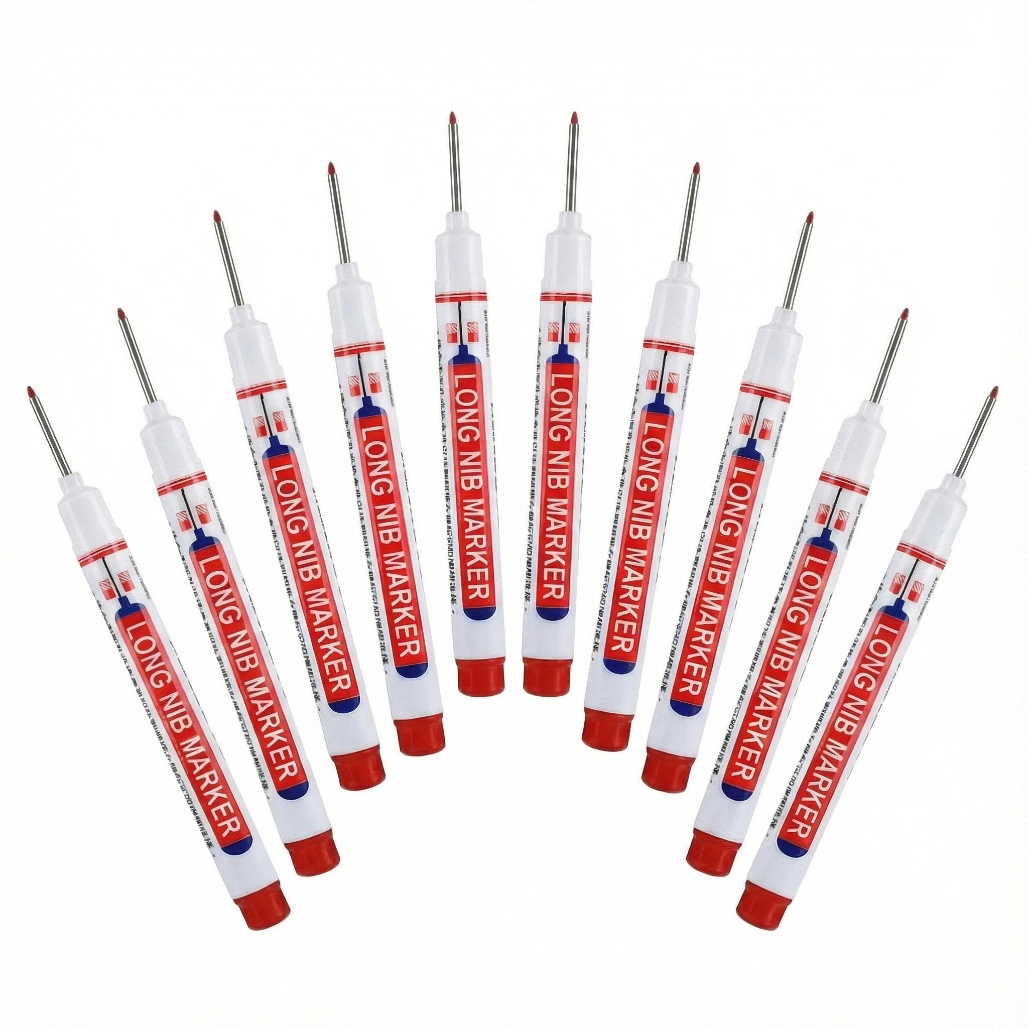 10 Stuks/Set 20mm Diep Gat Lange Nib Hoofd Markers Voor Metaal Perforeren Pen Waterdicht Badkamer Houtbewerking Decoratie Multifunctioneel