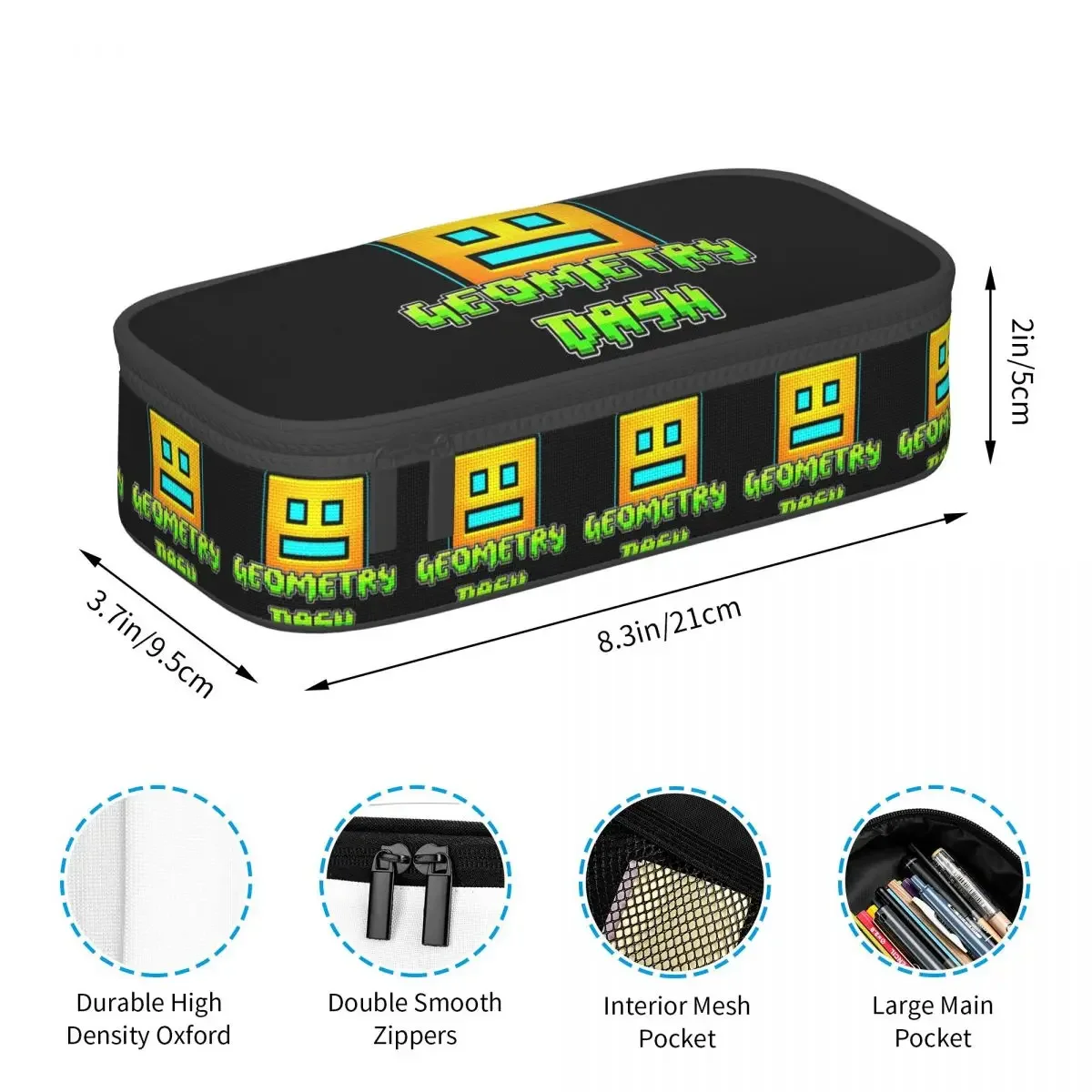 Video Game Geometry Dash Pencil Case for Studen School Pen Box Pencil Bag Stationery Supplies Pen Holder Bag