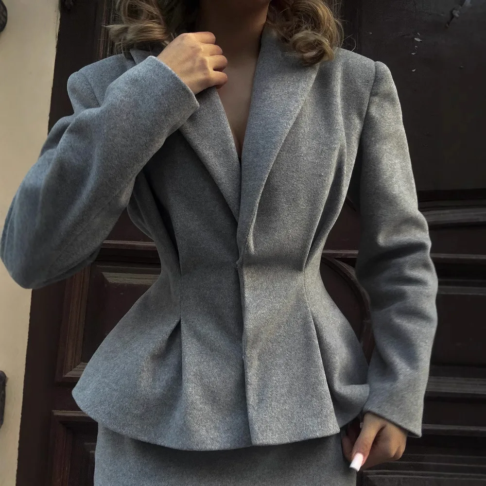 Allingentle Woolen Skirt Suit Elegant Women's Suit Luxury Women Dress Suit for Wedding Cocktail Party Outfits Customize
