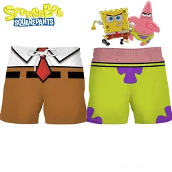 Pantalones cortos de Bob Esponja para hombre y mujer, pantalón de chándal informal con estampado de Anime, ideal para la playa, regalo de verano