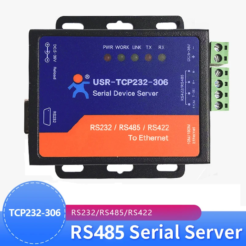 

USR-TCP232-306 Industrial Serial port RS232/RS485/RS422 to Ethernet TCP/IP Server converter for building automation system