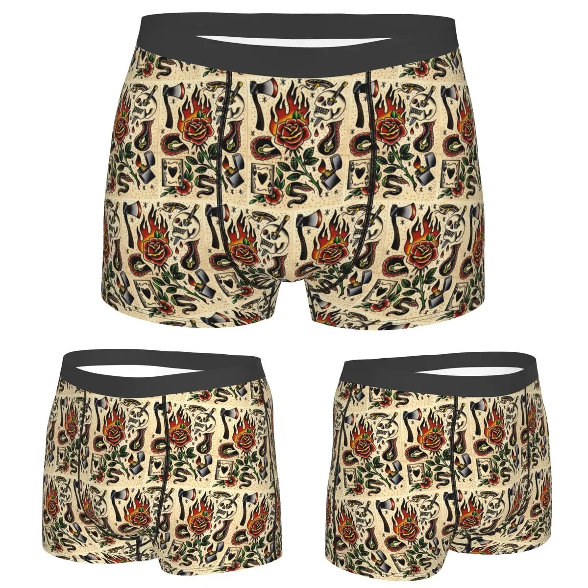 

Boxer Underpants Shorts American Traditional Flash Pattern Tattoo Panties Male Ventilate Underwear for Homme Man Boyfriend Gifts