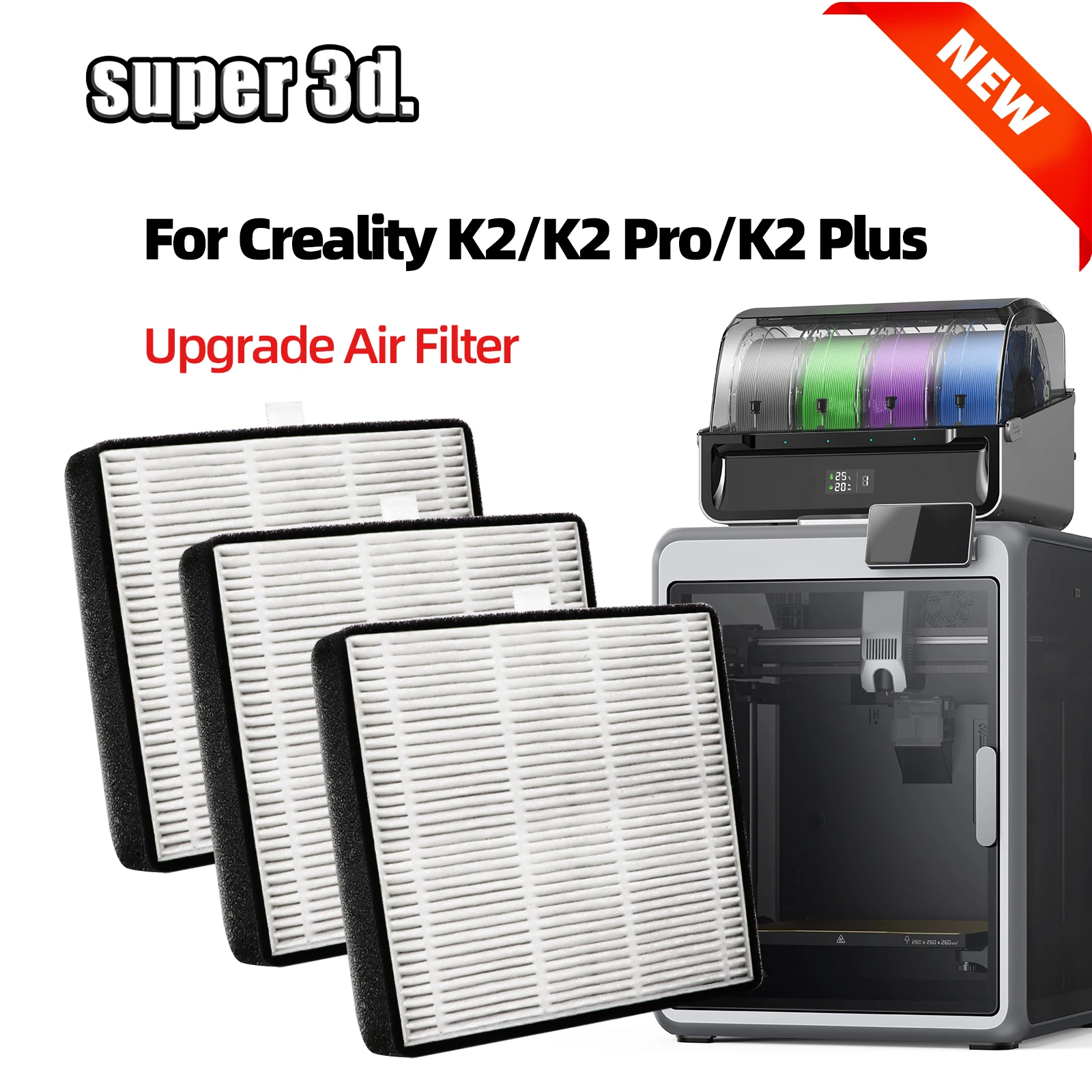 Upgrade Hepa Filter For Creality K2 Plus Air Filter Upgrade Hepa +Activated Carbon K2 K2 Pro Replacement 3d Printer Accessories