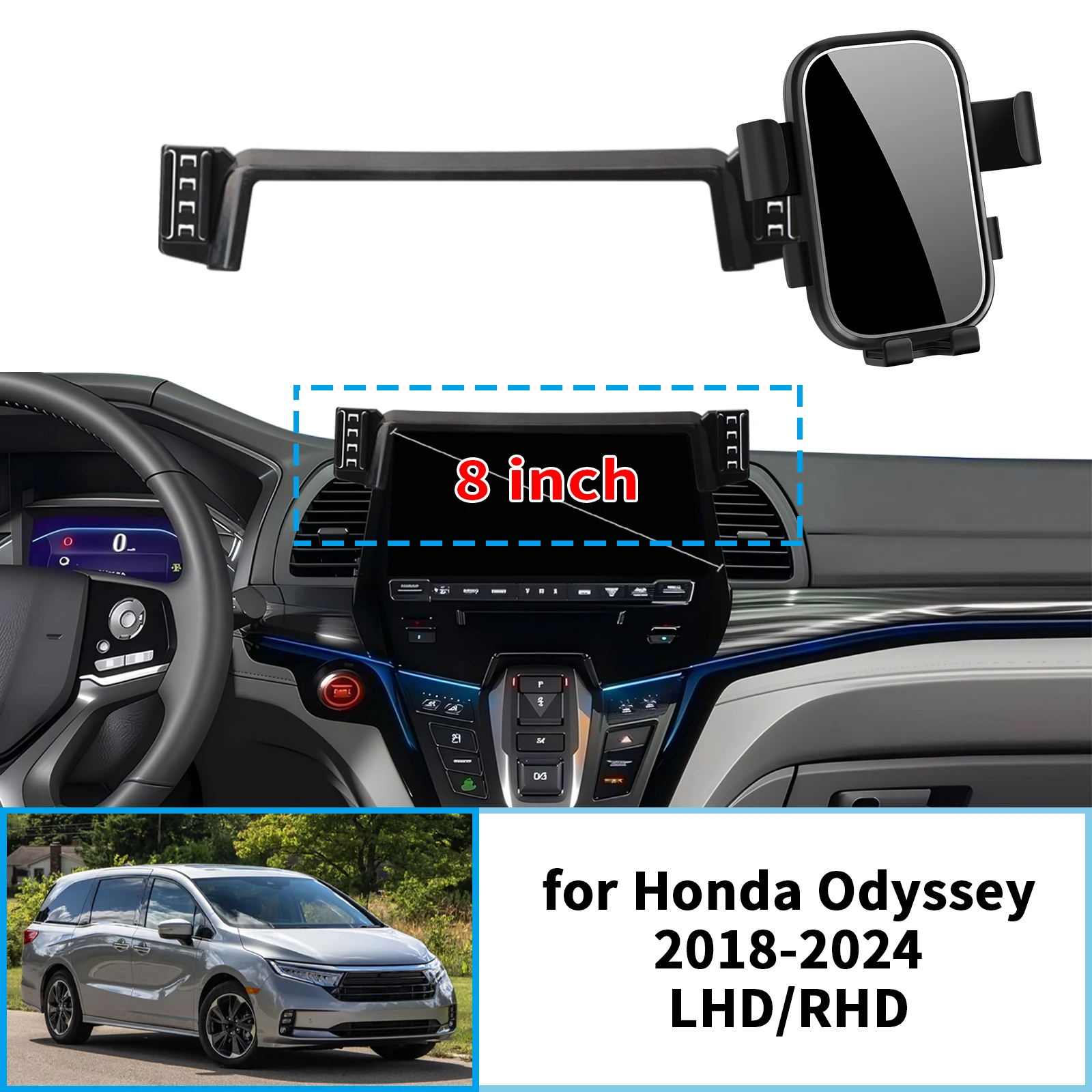 Suporte de Telefone Estável de 8 Polegadas para Honda Odyssey 2018-2022 2023 2024 ​ ​   Base de Montagem para Tela Sem Vibração ​   Acessórios para Ca