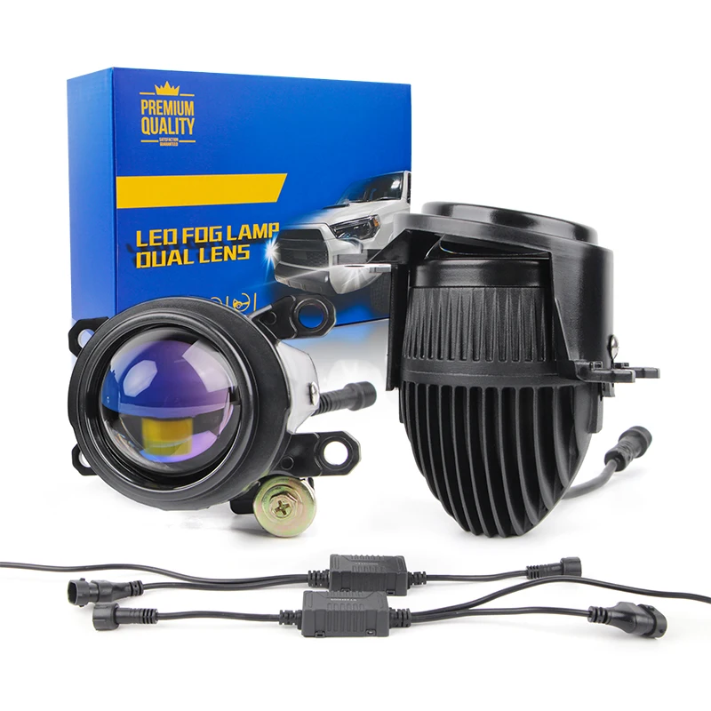 

Автомобильный свет 2,0-дюймовый объектив проектора Bi Led Противотуманные фары 3 цвета H11 Фары Синяя пленка Противотуманные фары для Toyota Ford Kia Nissan Honda