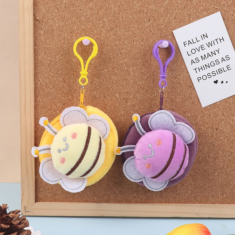 

Creative Cute Bee Plush Doll Purse Cartoon Zipper Plush Zero Wallet Pendant Coin Purse Pouch Purse Earphone Wallet Key Bag