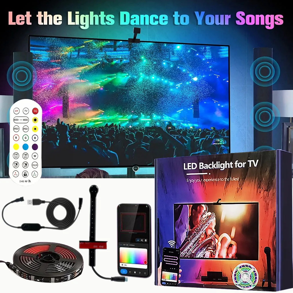 

Rgbic Led Strip Light Camera TV Screen Synchronization Music Bluetooth Synchronization Game Bedroom 55-85 Inch TV Background