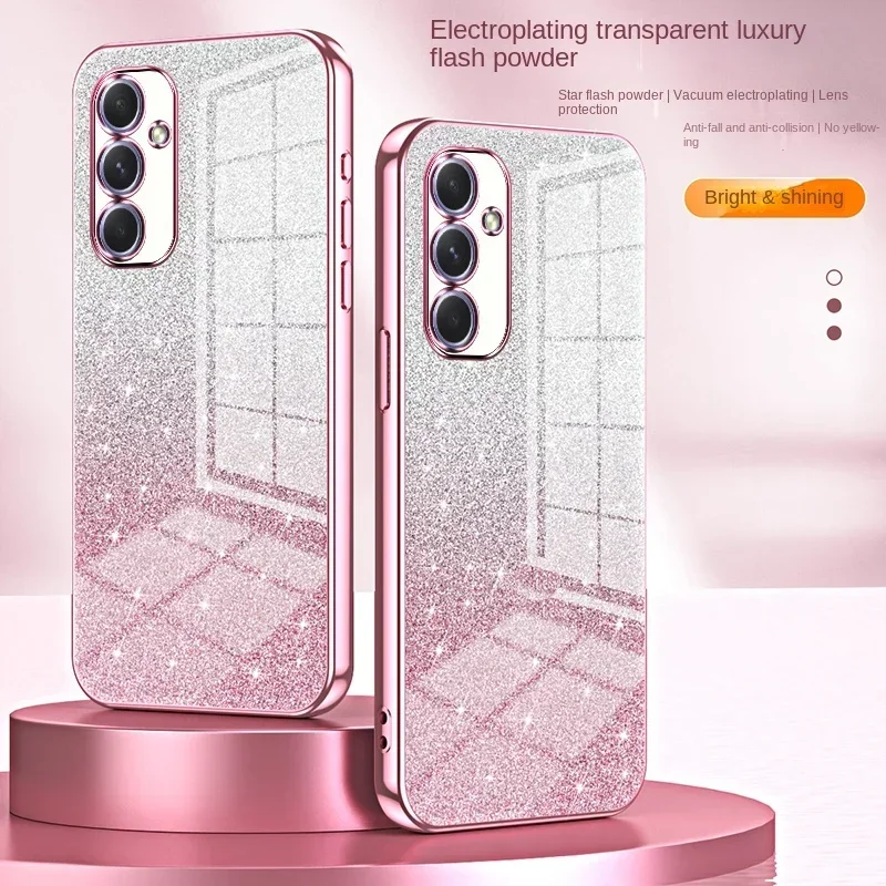 Light Luxury Glitter Plating Edge Silicone Case For Samsung S26 Ultra S25 Edge A57 A37 A17 A07 A56 A36 A26/16/06 Anti-drop Cover