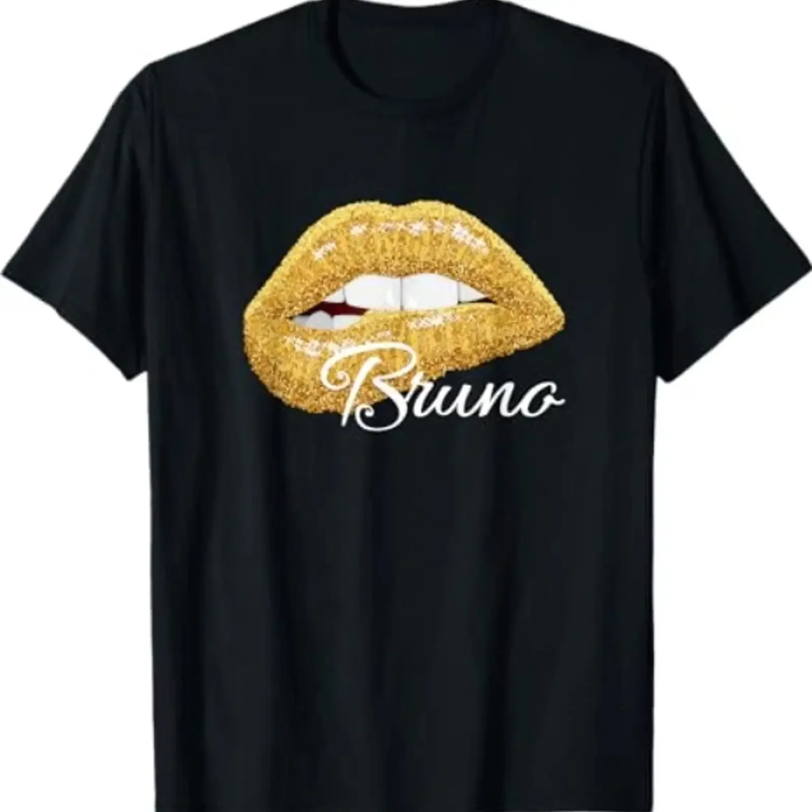 Linda Camiseta Bruno Lover Golden Lips Hombre Mujer vintage Washed designer clothes Top For Everyday Wear Breathable Casual