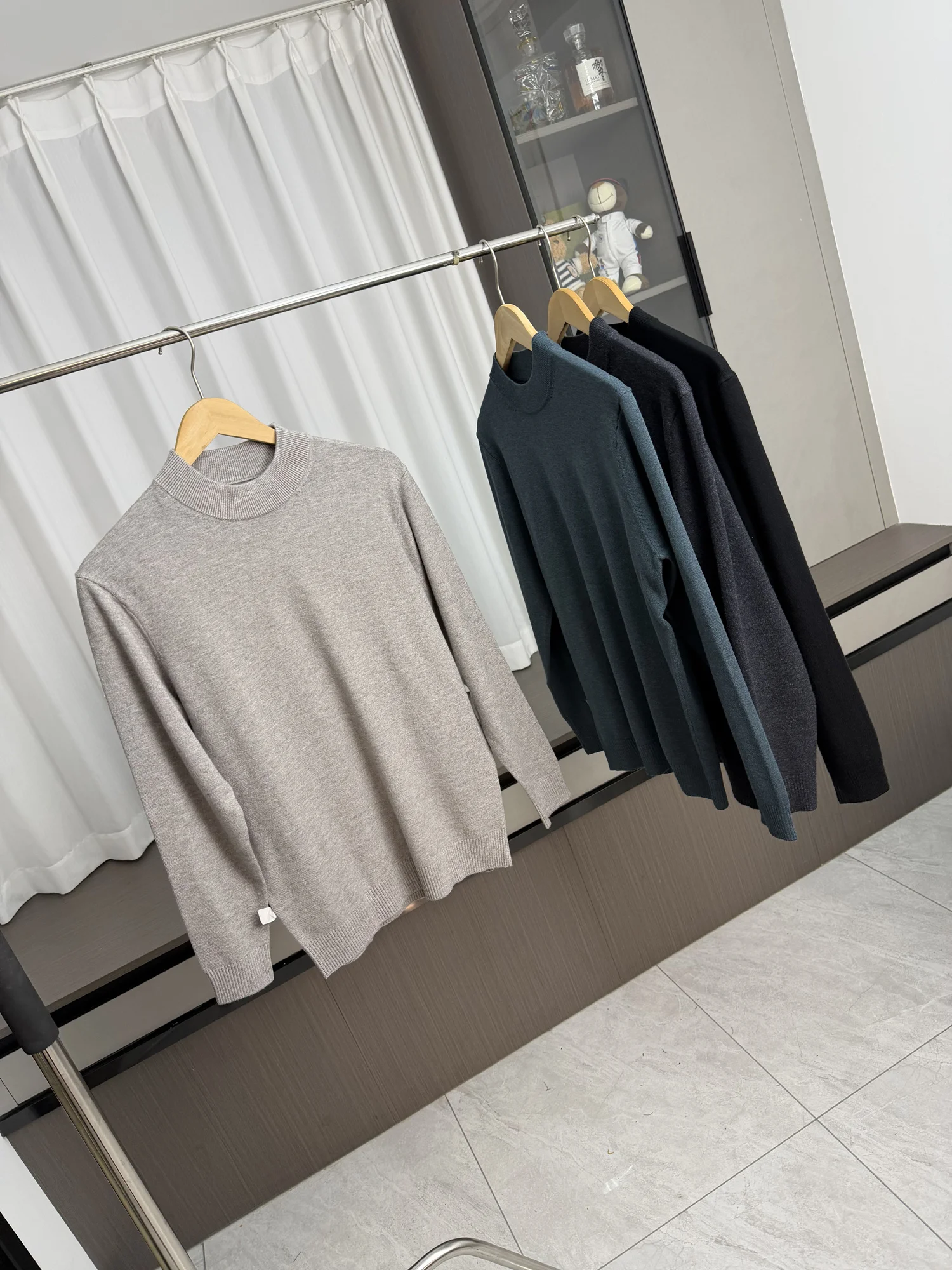 

Briti High-End Retro Men's Pure Color Casual Knitwear Sweater f High Collar Long Sve Loose Fit Daily Wear Warmth