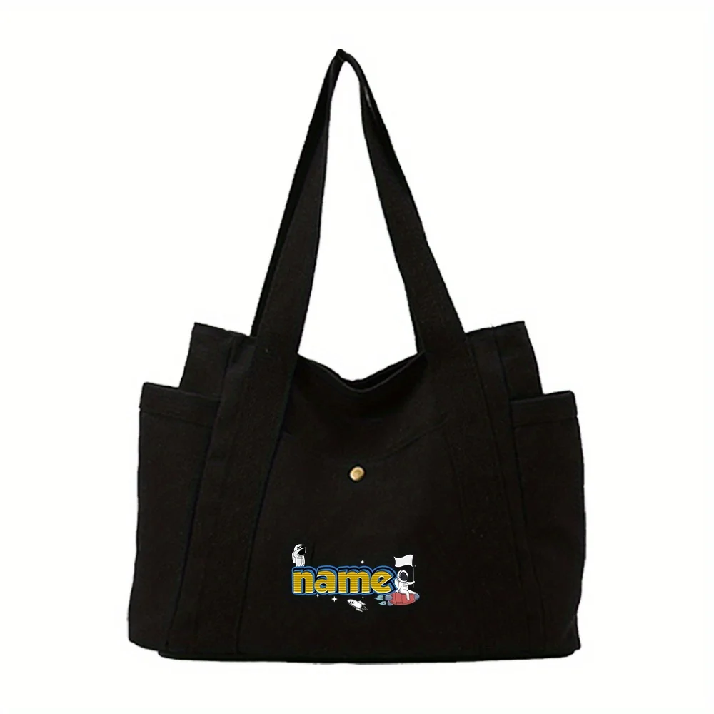 شخصية التخصيص اسم قماش حقيبة كتف المرأة في الهواء الطلق حقيبة تسوق حقيبة تخزين السفر