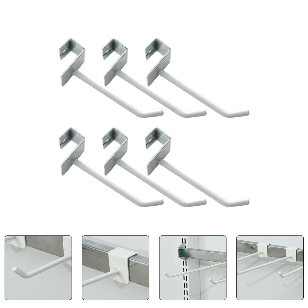 6 PCS Square Tube Hook Shop Shelf Commodity Supermarket Display Polished Mall Iron Rack Goods Studio