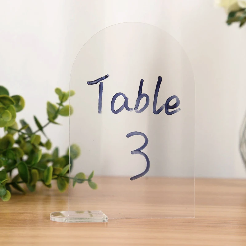 5Pcs Transparent Acrylic Table Place Card With Base Wedding Party DIY Decoration Blank Table Number Sign Guest Name Tag Supplies