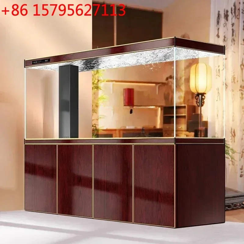 

Living room integrated bottom filter ultra-white glass turtle tank light luxury bottom cabinet aluminum alloy dragon fish tank