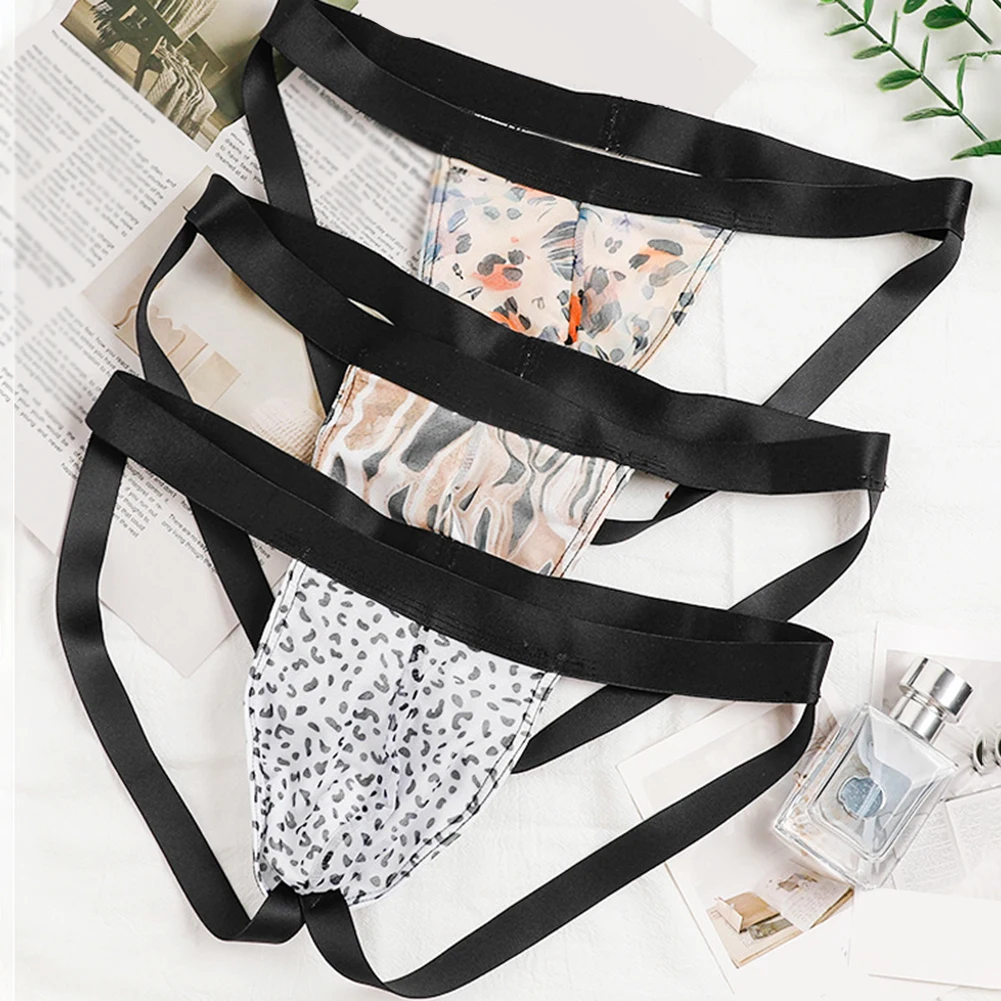 

Breathable Underwear Men G-Strings For Nightwear White Stripes Comfortable Fit Fashionable Design Printing Pattern