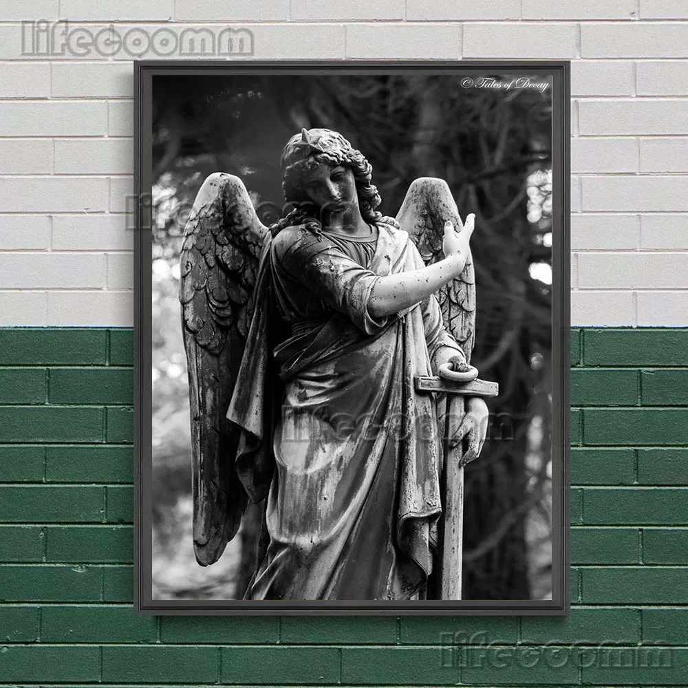 Angel Of Grief Statue Art Poster And Prints Crying Angel Vintage Wall Art Canvas Painting For Living Room Decoration Unfarmed