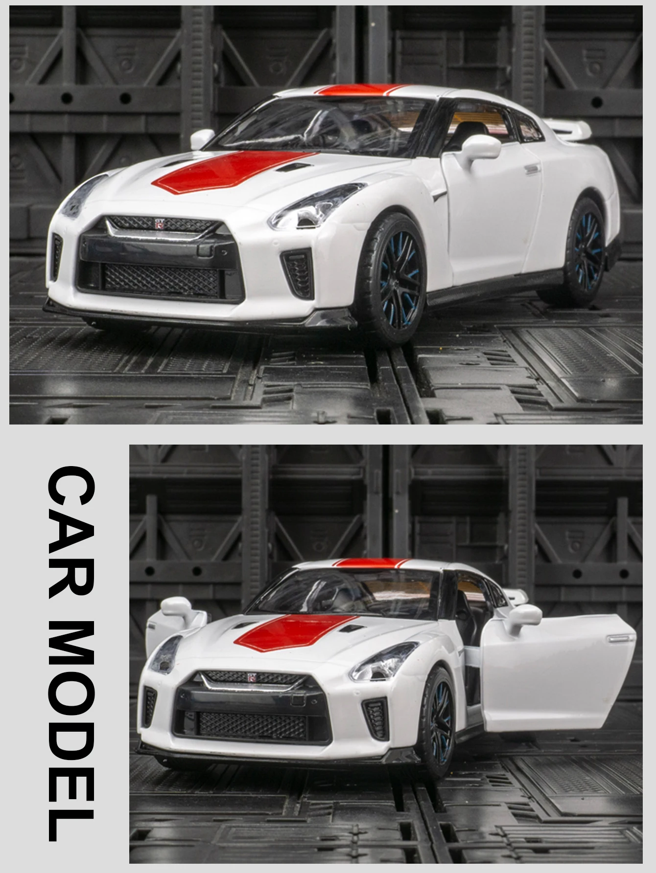 

1:32 Simulation Nissan GTR Alloy Supercar Model Car doors can be opened rich details, fine workmanship, and good quality