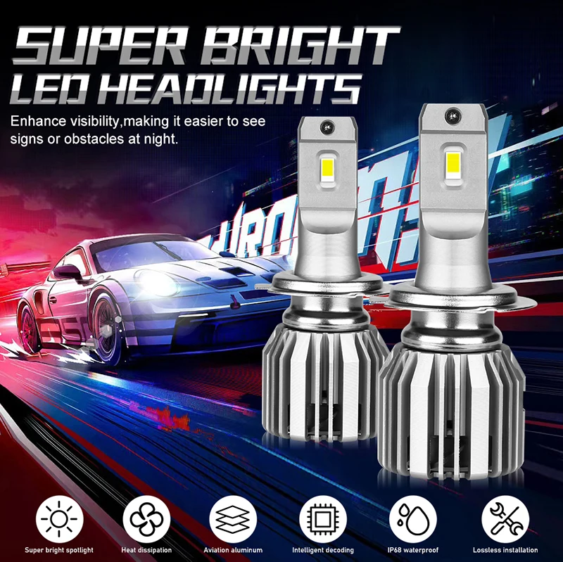 H4 LED Headlight 500W 8580 CSP Chips LED H7 H11 H8 9006 HB4 H9 9012 HIR2 6000K 2PCS Car Fog Light Bulbs CANbus No Errors