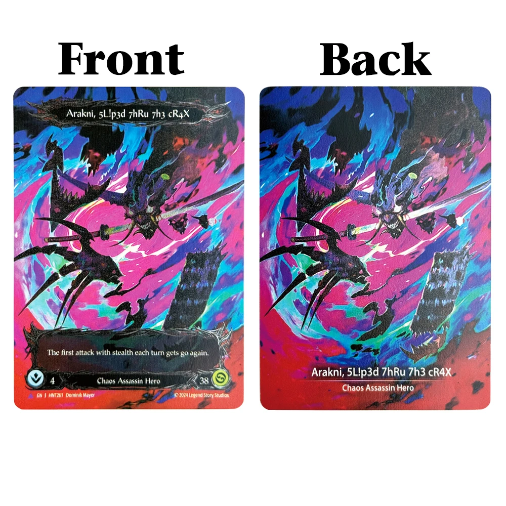ฟอยล์เย็น FAB TCG การ์ด Proxy สองด้านการ์ดเกม Arakni 5L! p3d 7hRu 7h3 cR4X Nuu Alluring Desire Enigma Cindra Singularity