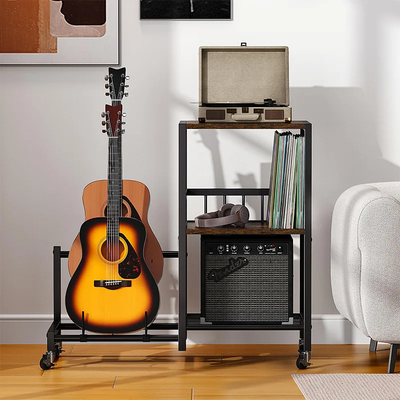 multi-functional guitar stand CD vinyl storage rack for music room ukulele guitar storage rack organizers