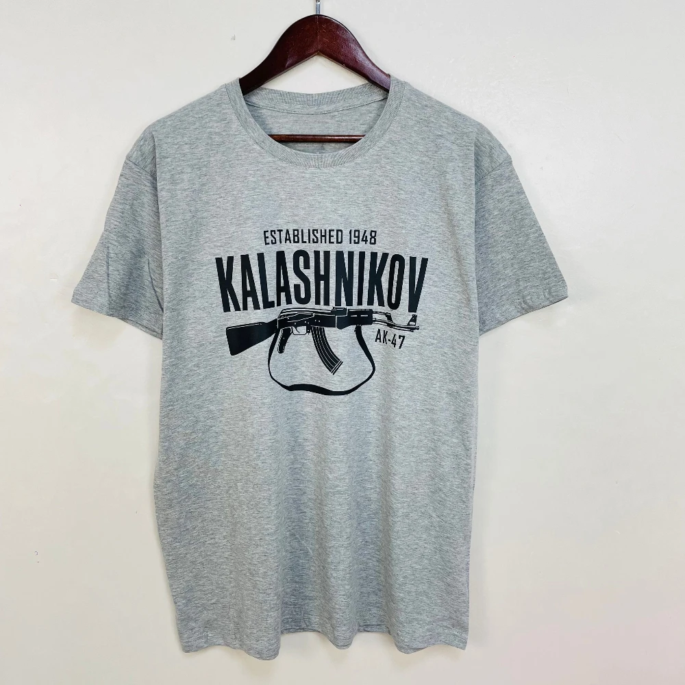 Vintage clássico homem ak 47 camiseta casual moda militar fã