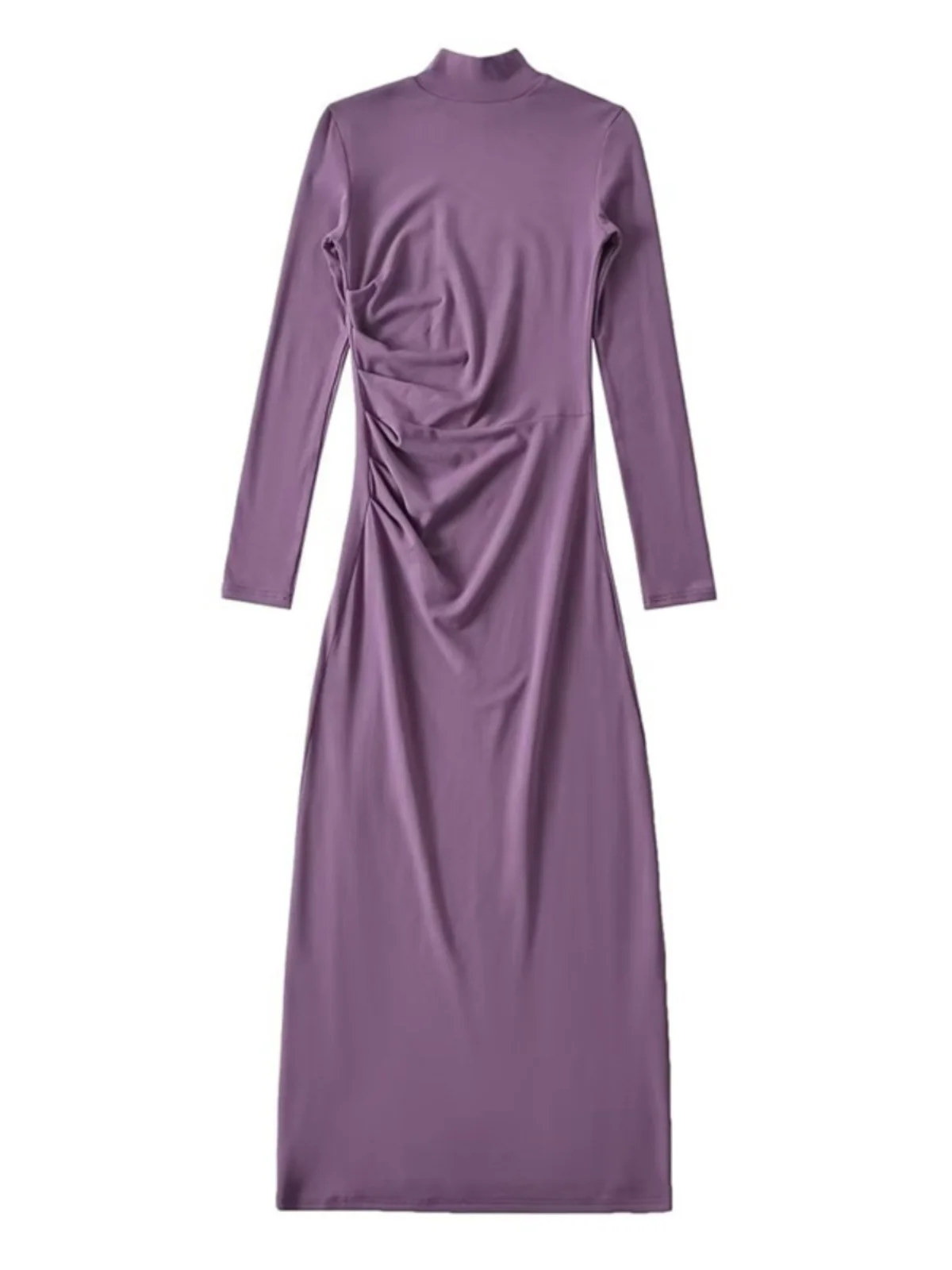 Slim Fit Long Dr f Col Haut Mince Fce Base Layer Jupe Ceinture Taille Moulante Dr Street Sle Pure Couleur Automne W...