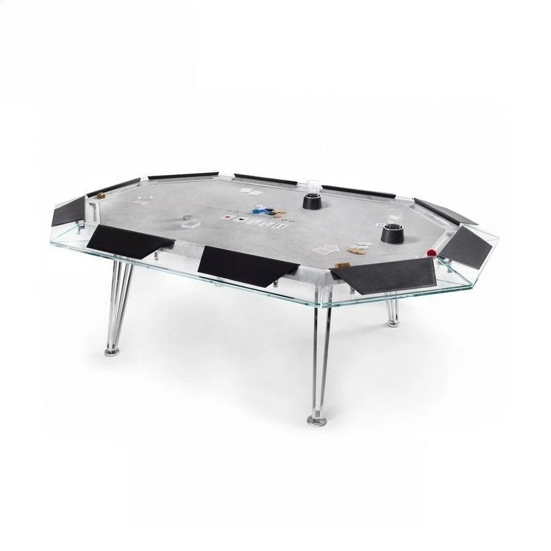 Tempered Glass Poker Table Designer Club Entertainment Chip Table Multiplayer Depu Crystal Chess and Card Table