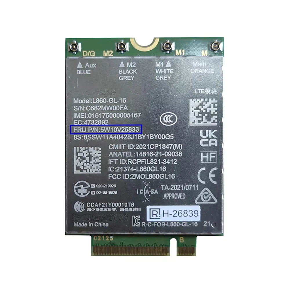 

L860-GL-16 FRU 5W10V25833 LTE Cat16 Module 4G WWAN Card For X1 Carbon 10th X1 Yoga 7th P16 X1 Nano T14 T16 X13 P14 Gen Laptop