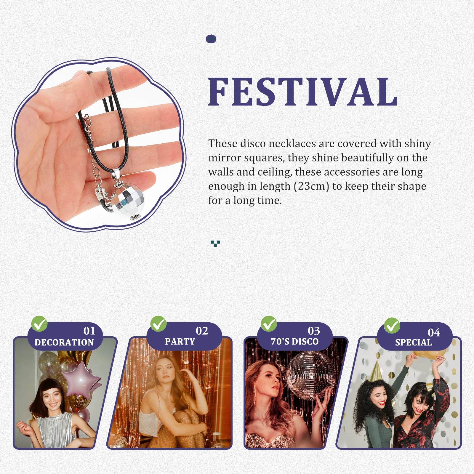 

12 Pcs Disco Ball Pendant Party Decorations Balls Necklace Necklaces Prom Dance