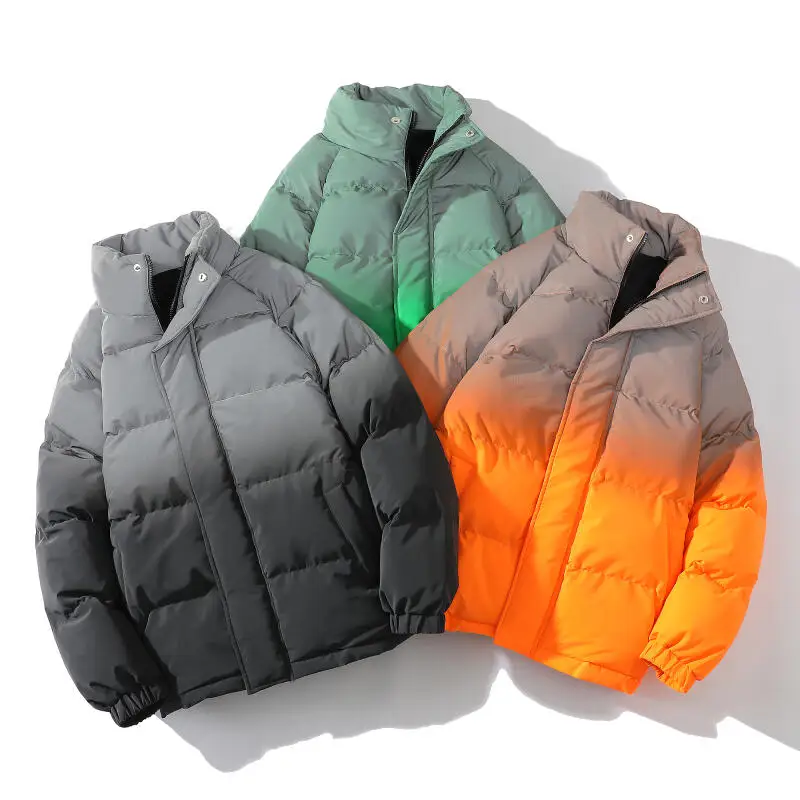 Mens Winter Cotton Padded Jackets Coats Men Orange Bright Color Bomber Jacket Men Windbreaker Thick Warm Male Outerwear Parkas