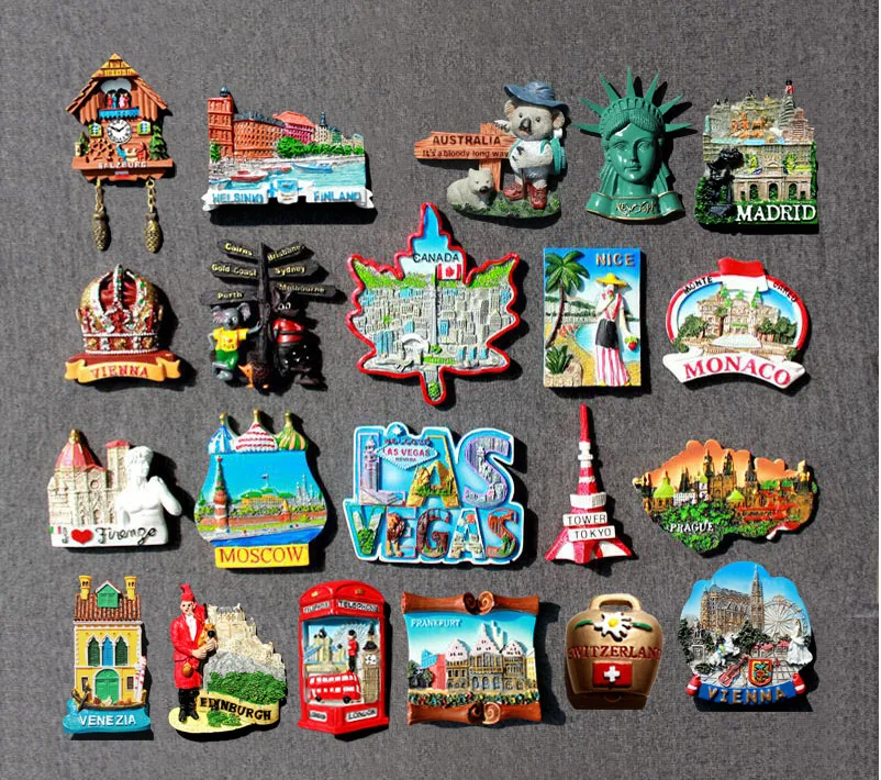 Tourism commemorative refrigerator stickers, cultural and creative, 3D three-dimensional personality of city attractions around