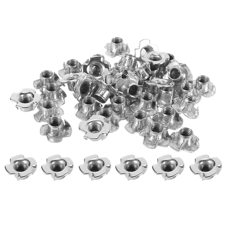 50Pcs M8 Metal Captive T Nuts Pronged Tee Blind Nuts Metric