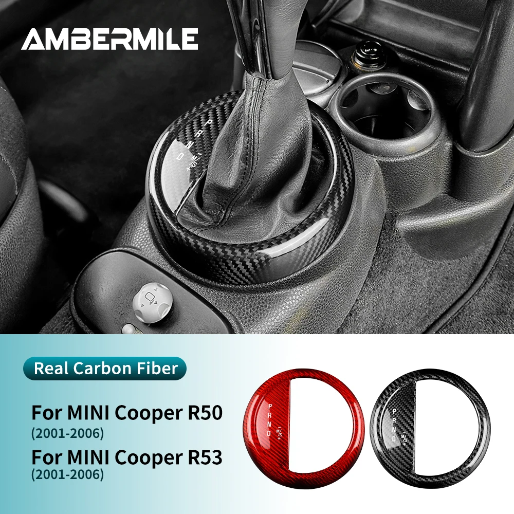 Hard Rear Carbon Fiber for Mini Cooper R50 R53 2001-2006 Car Automatic Gear Shift Panel Cover Sticker Decoration Accessories