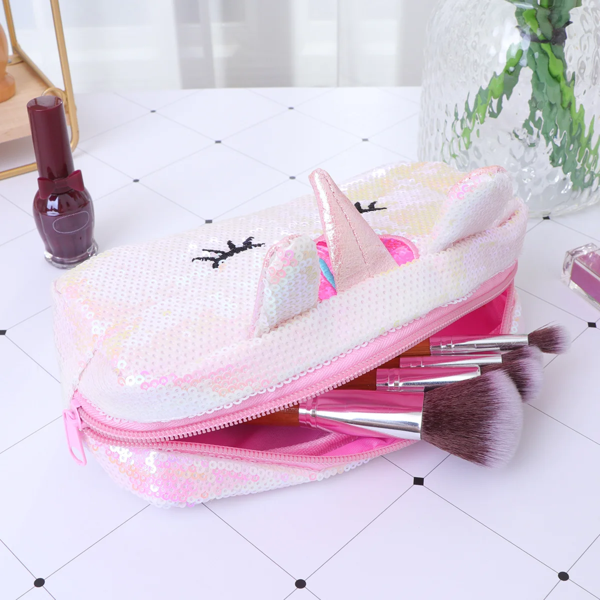 

Sequin Unicorn Design Pencil Bag Storage Case Multifunctional Pen Bags Eco Friendly Durable Sturdy Zipper Stationery