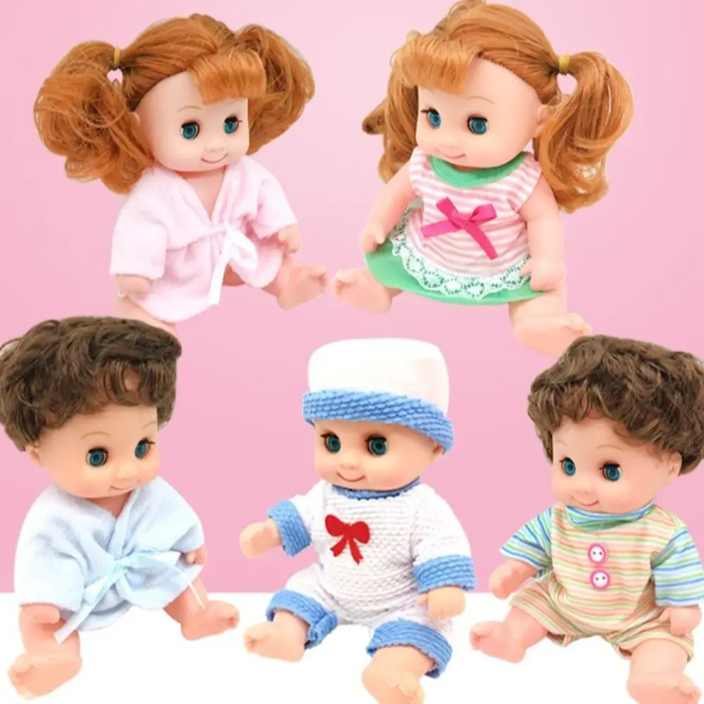 Beautiful Simulation Baby Enamel Doll 3D Safety Pretend Play Baby Dolls Playset Bathtub Rotatable Joint Dress Up Toys Toddler