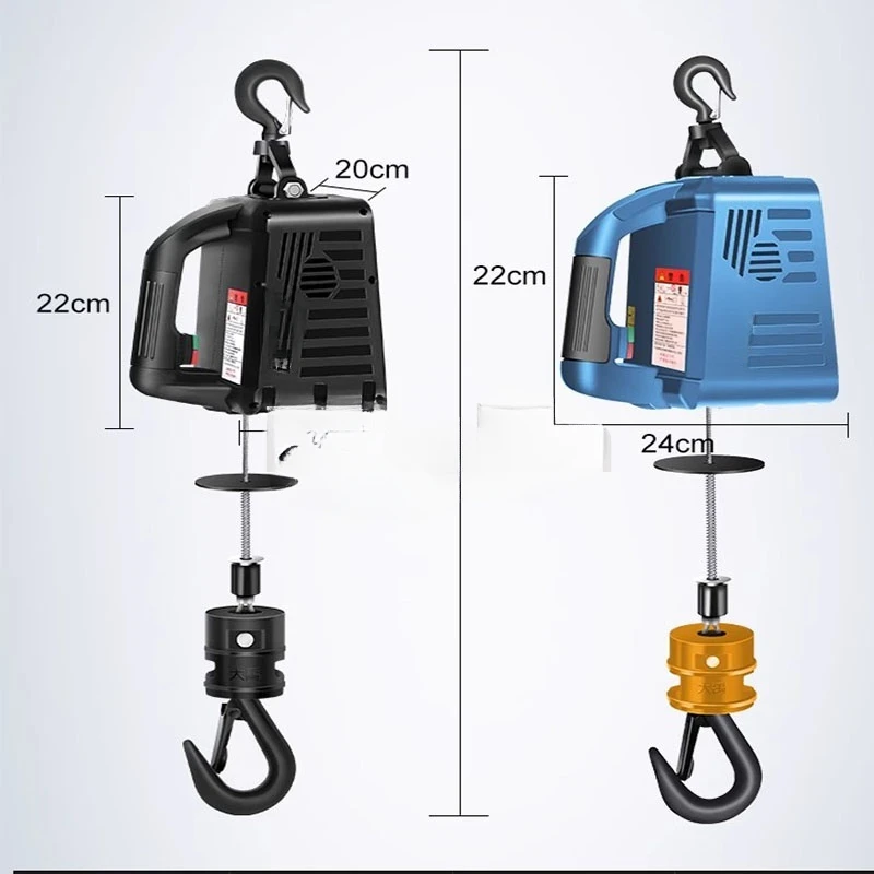 Portable Electric Winch, Traction Hoist, Small Crane, Home Decoration, Lifting Tool, 1500W, 220V, 110V, 500kg Load, 1Pc