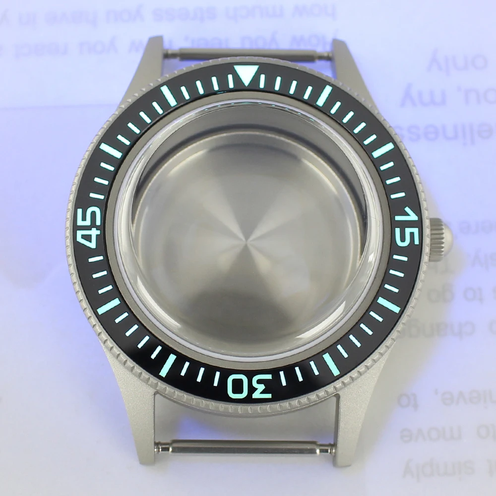 Vintage 50 FATHOS Sandblast Watch Case Dive Bubble Sapphire Crystal C3 Super Luminous bezel for NH34 NH35 NH36 NH70 NH72 20ATM