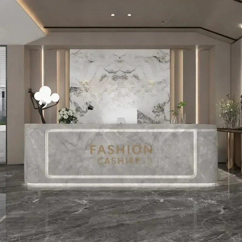 

Simple checkout page Clothing store Front desk Beauty salon Reception desk Imitation marble bar