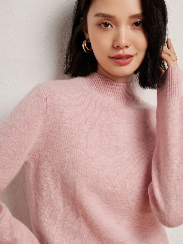 2025 신상 여성 100% 캐시미어 스웨터 목넥 긴팔 풀오버 베이직 부드럽고 따뜻한 캐주얼 가을 겨울 캐시미어 니트 상의