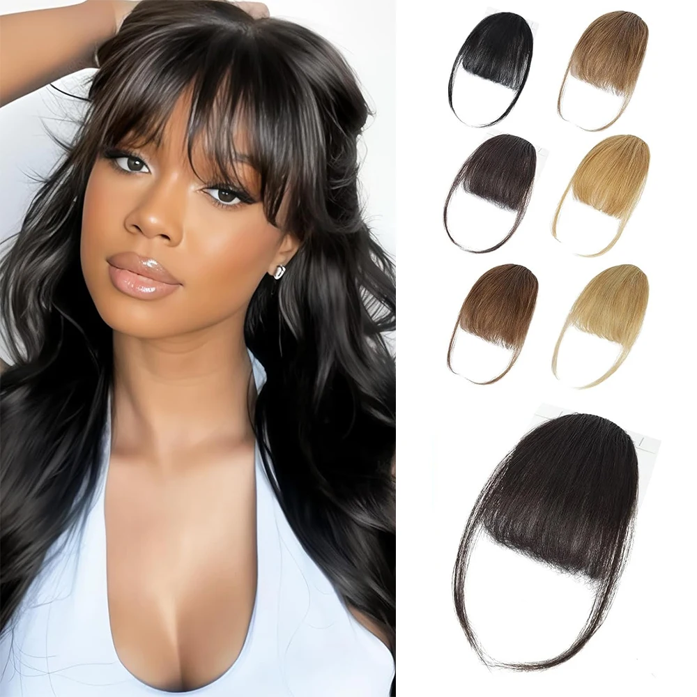 

Накладная челка из 100% натуральных человеческих волос 2 # 4 # Французская заколка для волос с многослойной изогнутой челкой для Хэллоуина и повседневного использования