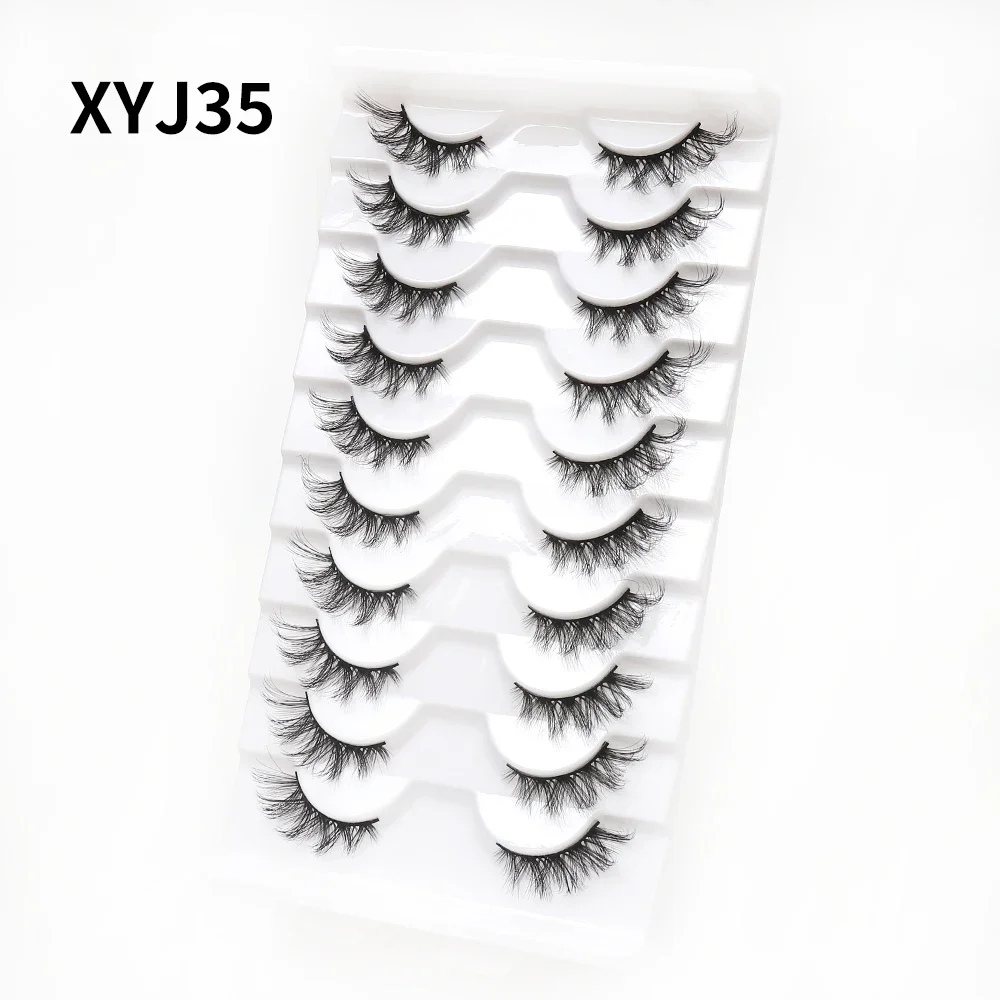 ใหม่ 10 คู่ครึ่งขนตาปลอมธรรมชาติปลอมขนตายาวแต่งหน้า 3D Mink Lashes ขนตา Mink Eyelashes สําหรับความงาม