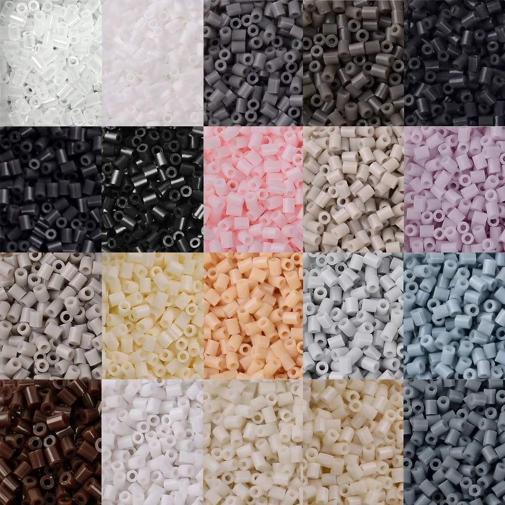 2.6mm Grey & Black Series 23 Colors Fusible Perler Beads, 1000PCS Bulk Refill Pack for DIY Art Craft & Mosaic Puzzle