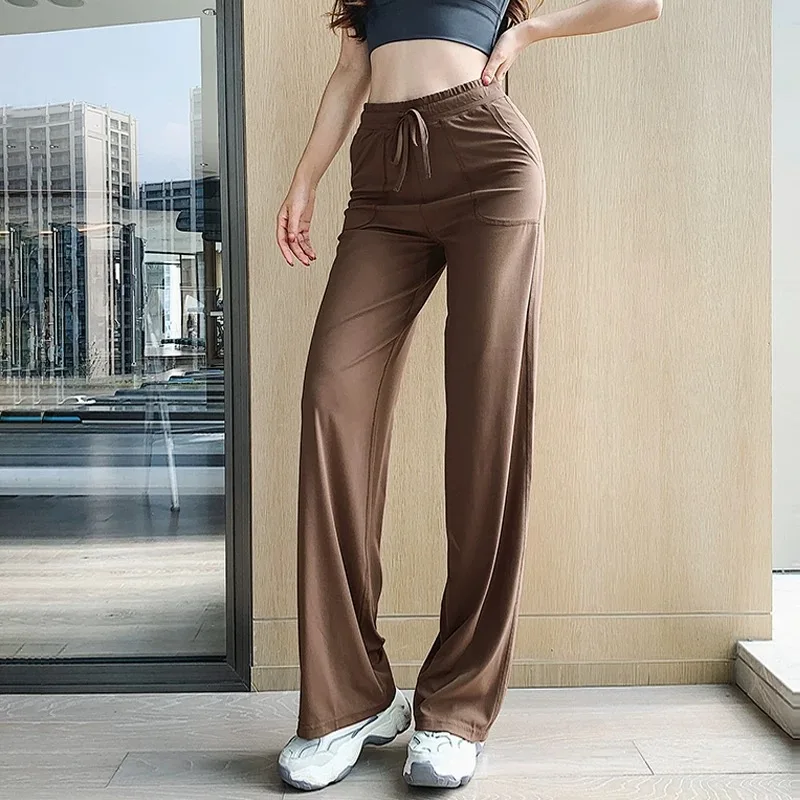 

Women's High-Waisted Hip-Lifting Straight-Leg Pants Loose Sports Yoga Trousers Breathable Quick-Drying Wide-Leg Casual Pants