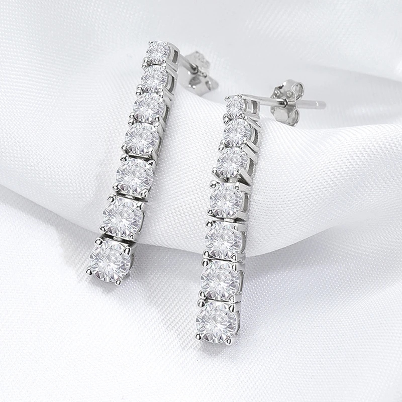 Smyoue D Color Full Moissnaite Drop Earrings for Women Pass Diamond Test 100% 925 Sterling Silver Long Tassel Earrings Wholesale view 2