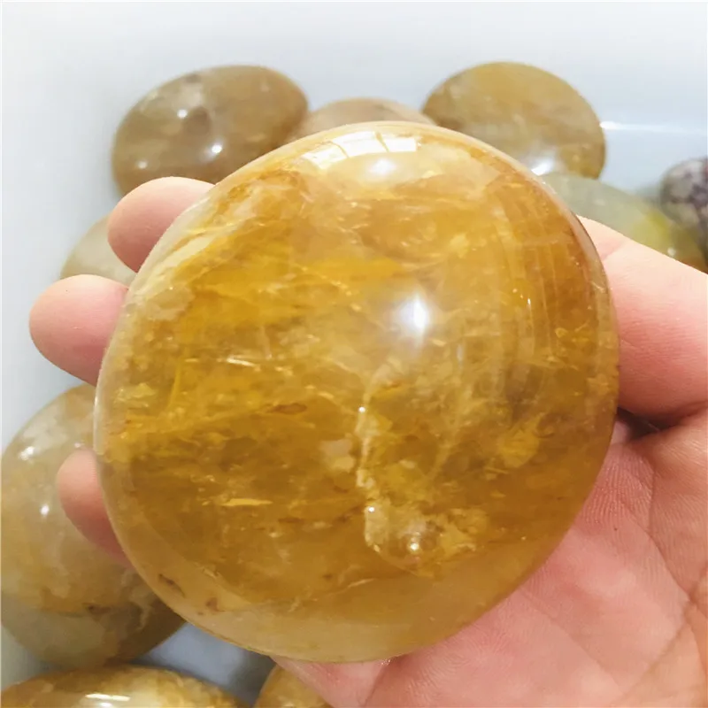 1000g Natural crystal Yellow gum flower accompanies you with  rolling stone massage stone